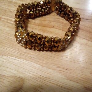 Elegant Gold Beaded Charm Butterfly Bracelet